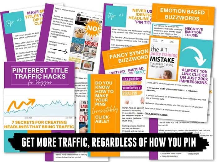 pinterest title traffic hacks is an excellent ebook that will teach you how to craft clickable pinterest titles.