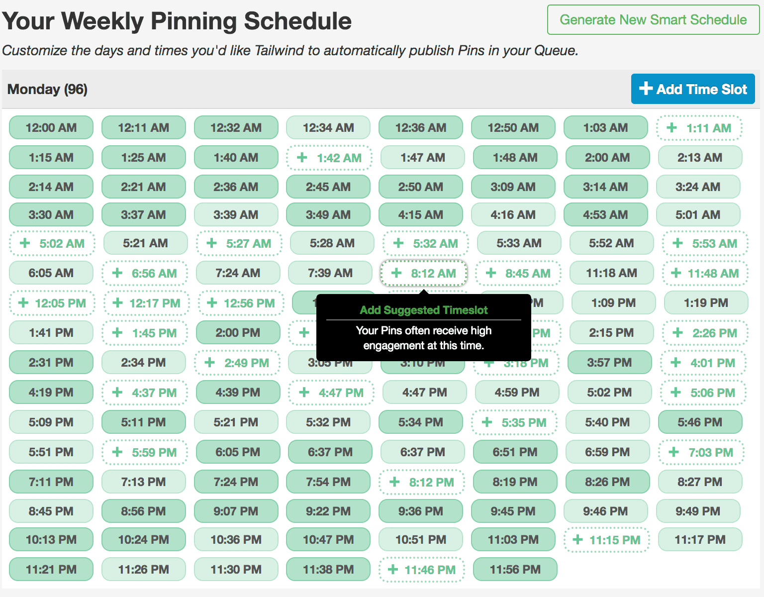 Tailwind knows when your audience is most active and creates a schedule for you.