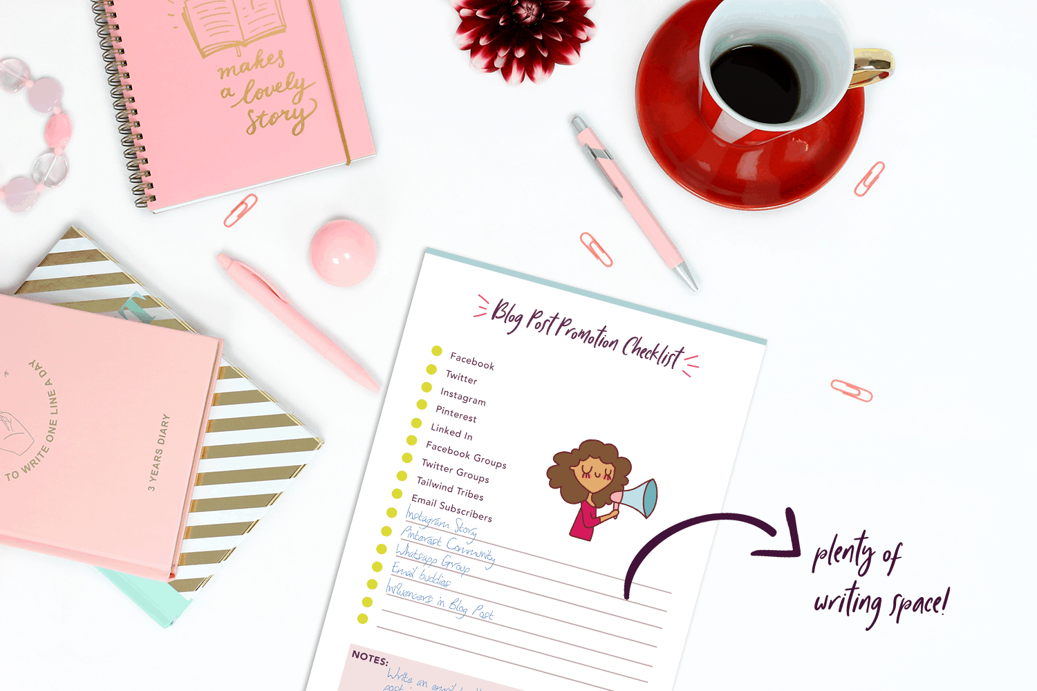 This blog planner is super cute and has tons of space to write everything you want to in order to grow your blog.
