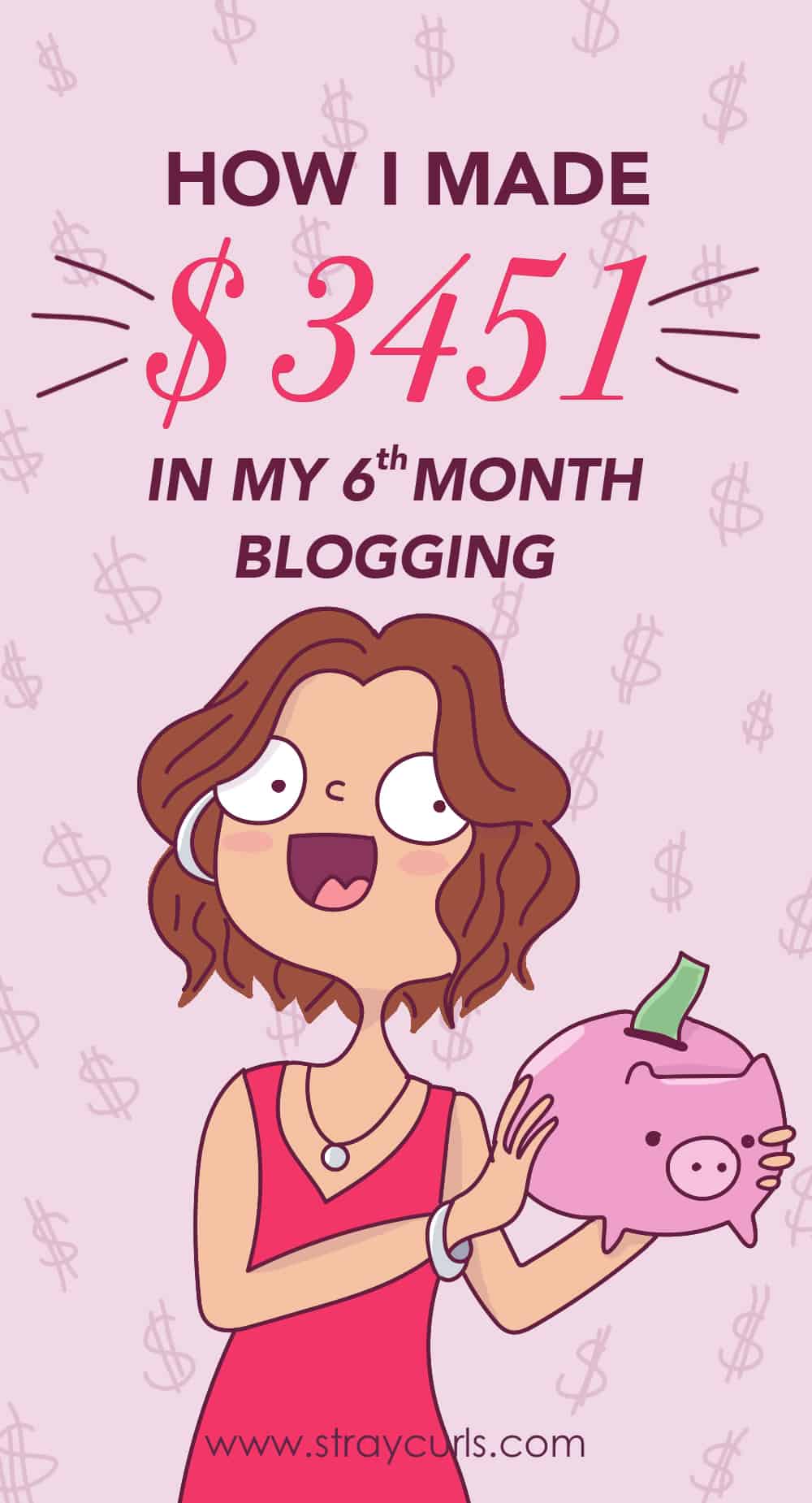 Read my blogging income report to learn how I earned $3451 in my sixth month blogging! Learn how you can make money blogging! This includes some great tips to start a blog, get more blog traffic and make money. #makemoneyonline #blogging #blogger #newblog #girlboss