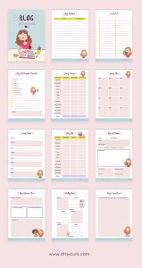 This free printable blog planner is not only super cute with little girl and cat stickers but is also super functional! Stay super organised and keep track of all your blogging goals by downloading this 12 page blog planner! #blogplanner #plannerlife #planner #girlboss #free #freeprintable #blogging