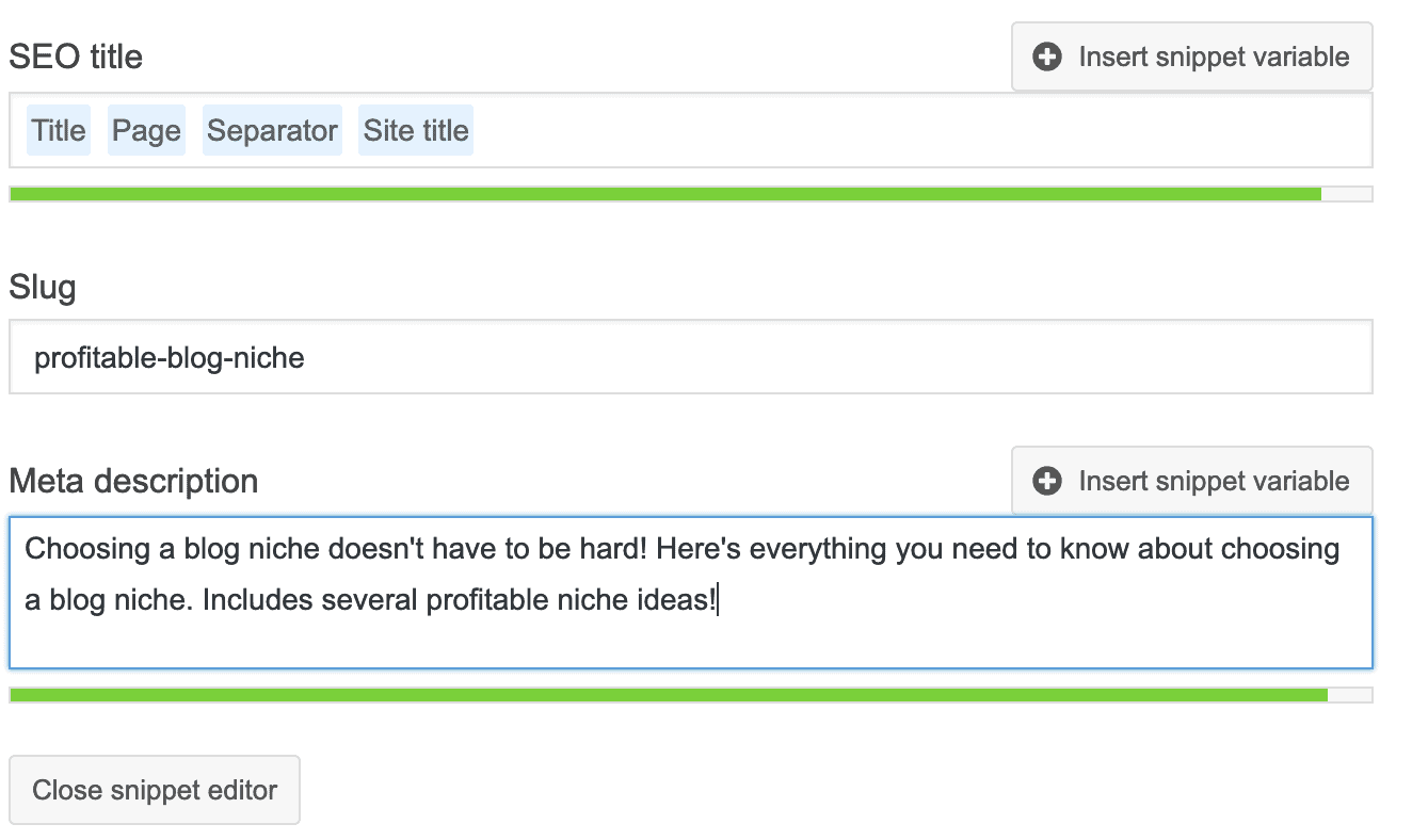 Make sure that you fill in the Title and meta description because this is how it will be displayed in the Search Results 