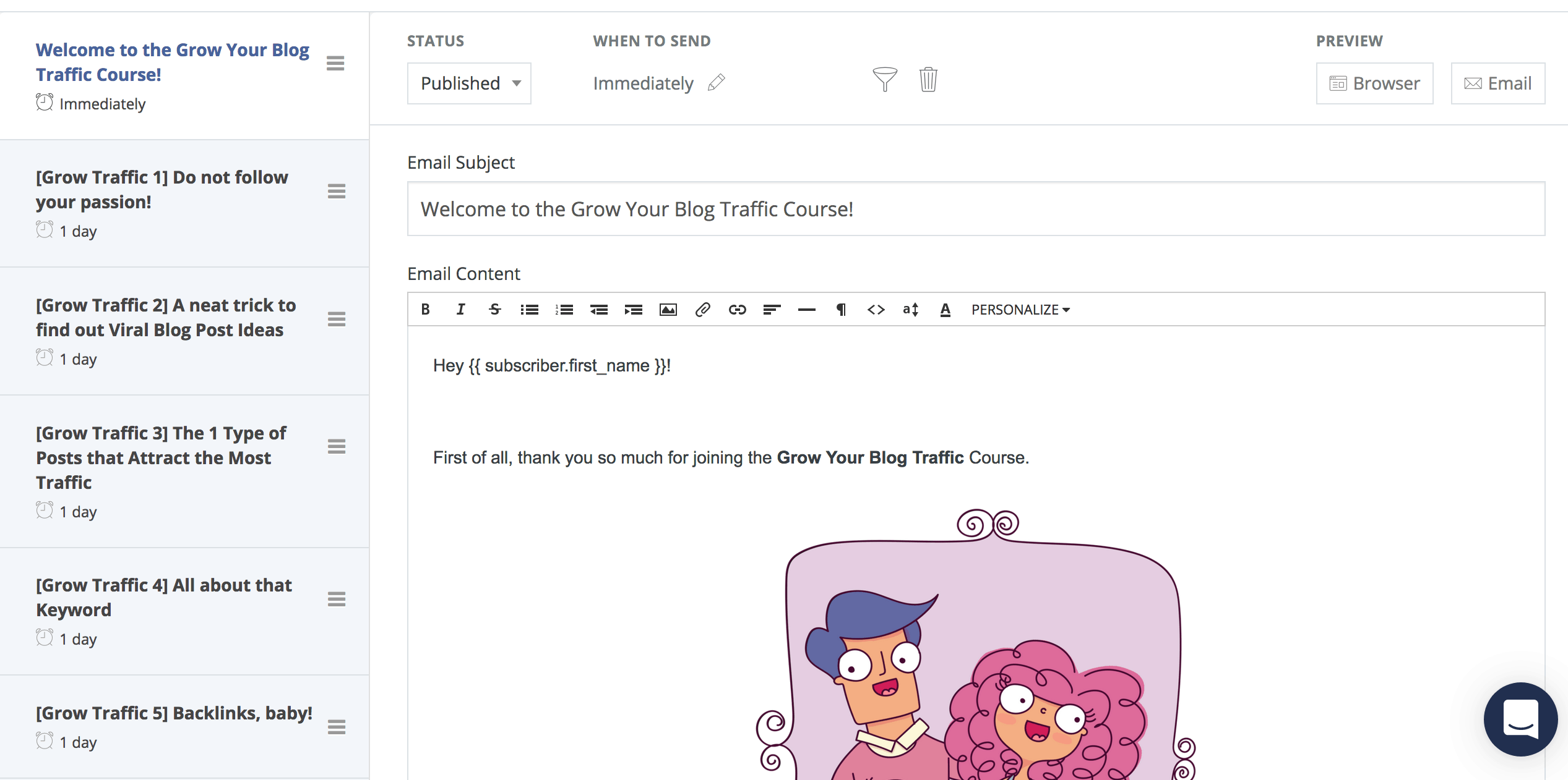 ConvertKit helps you write effective email sequences that creates the basis for your evergreen sales funnels. 