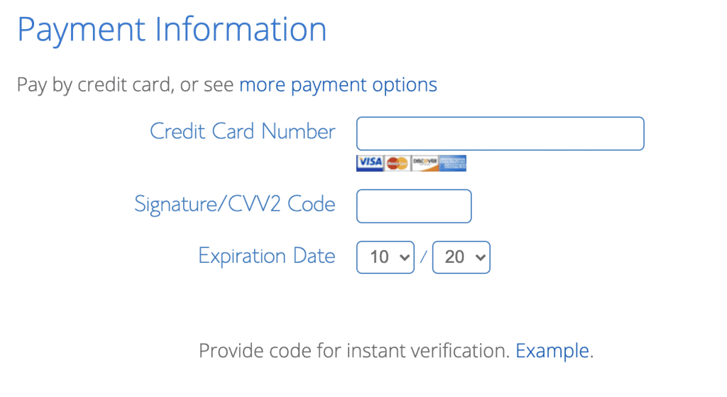 Payment information