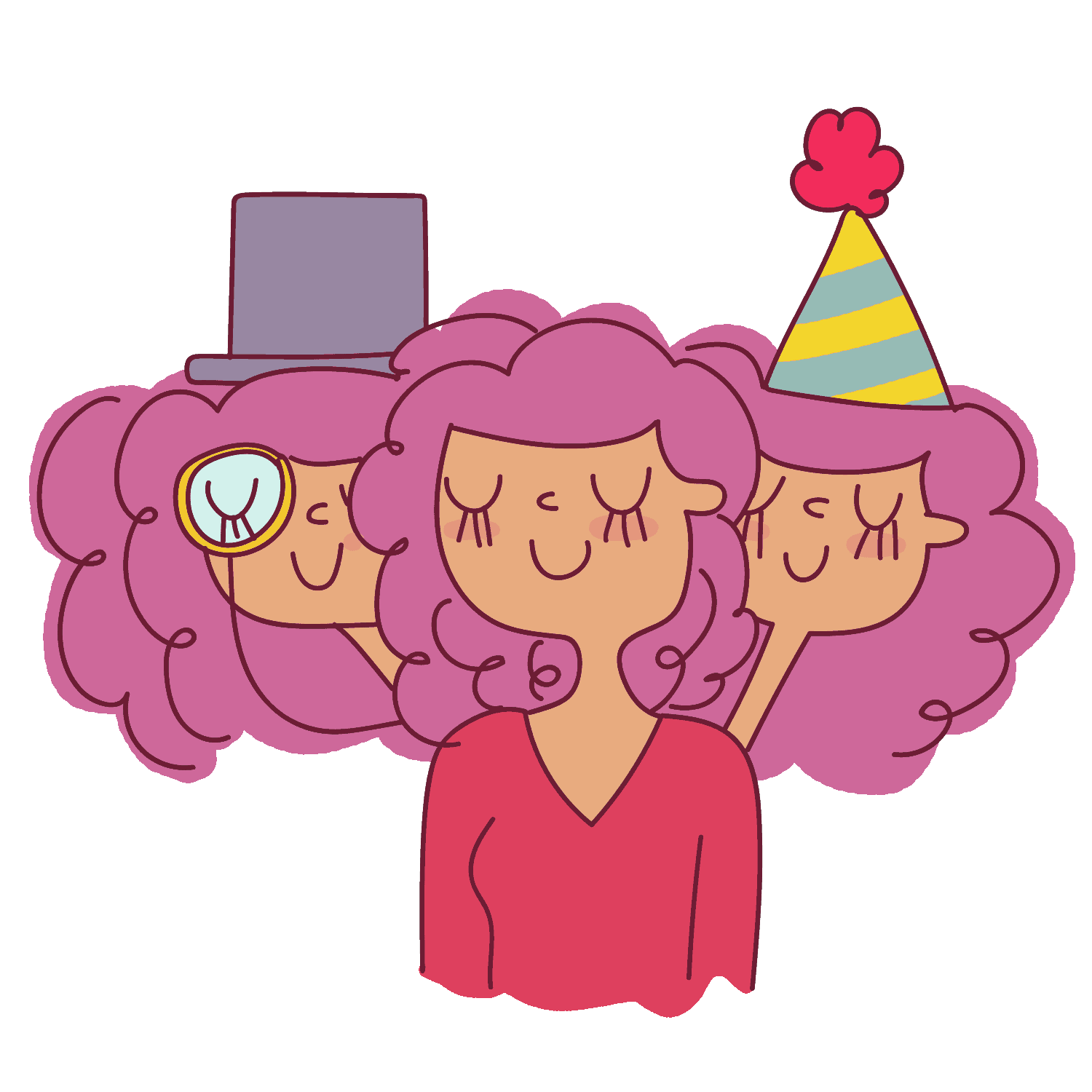 Blogging requires you to do multiple things at once. It's much more than just publishing a post and calling it a day. girl with many heads.