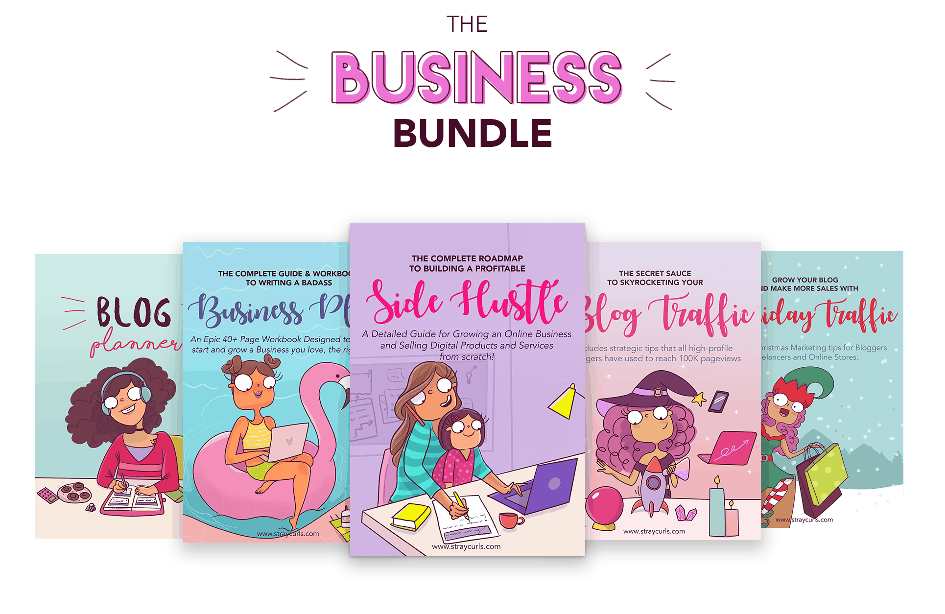 Get the entire Business Bundle which includes the Blog Planner, the Business Planner, the Side Hustle eBook, the Blog Traffic eBook and the Holiday Traffic eBook.