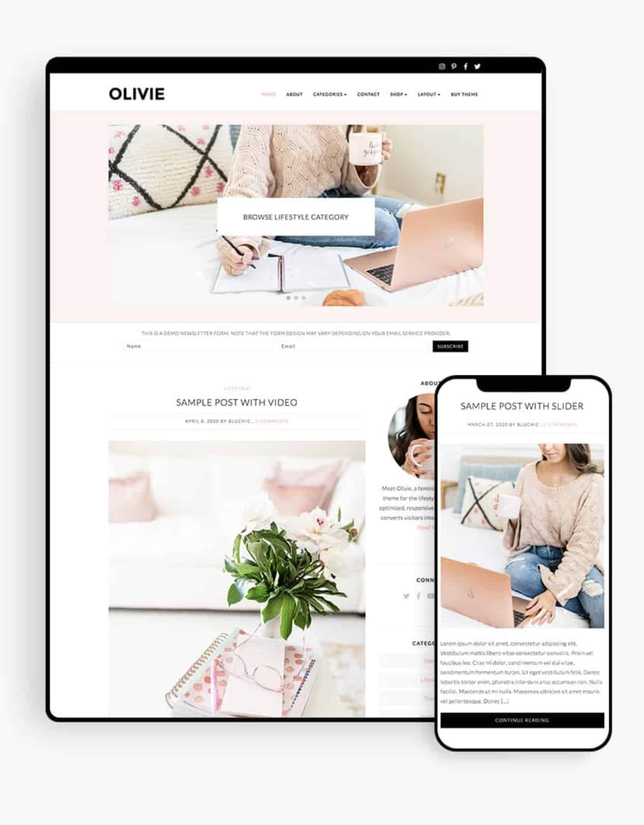 Olivie WordPress Theme for lifestyle blogs